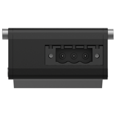 Dispositivo electrónico preto com três conectores circulares