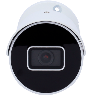 Câmara de segurança branca com lente central preta