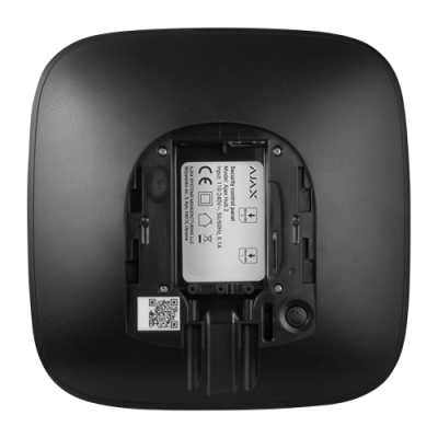 Dispositivo electrónico quadrado preto com bateria exposta e texto AJAX