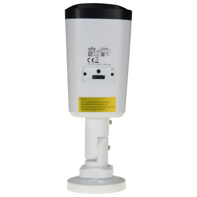 Câmara de segurança branca com tampa preta e suporte