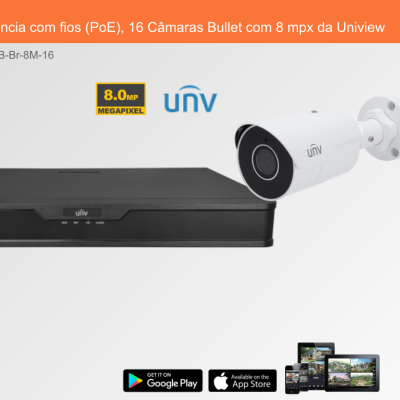 Sistema de videovigilância Uniview com gravador e câmara Bullet