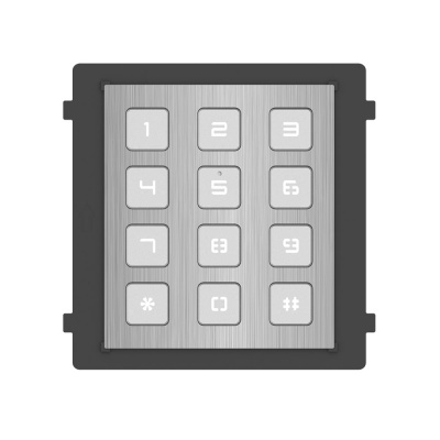 Teclado numérico metálico com 12 botões e moldura preta