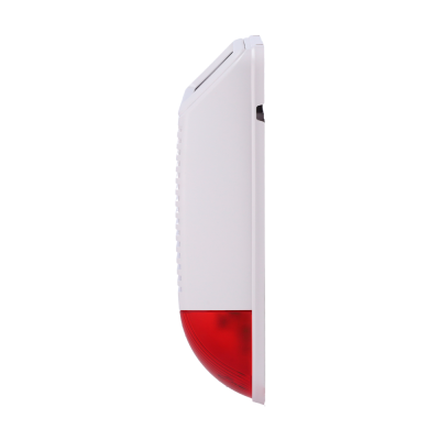 Dispositivo eletrônico branco com painel vermelho na parte inferior