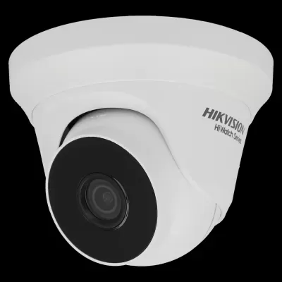 Câmara de vigilância branca HIKVISION com lente circular preta