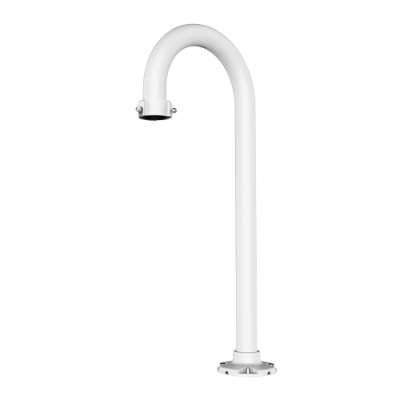 Tubagem de metal branca em formato curvo com base circular para fixação