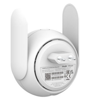 Repetidor wireless branco com duas antenas e tomada elétrica europeia