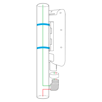 Diagrama técnico colorido de hardware com linhas e componentes eletrónicos