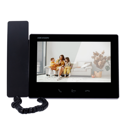 Intercomunicador Hikvision com ecrã a cores e telefone preto