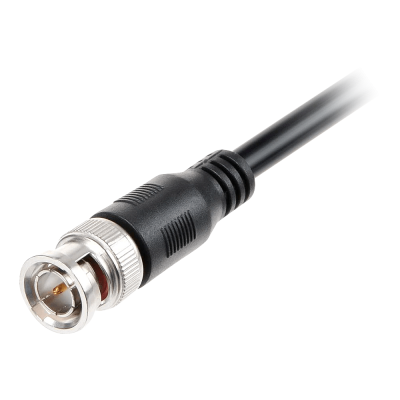 Cabo coaxial preto com conectores BNC metálicos