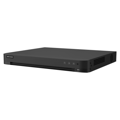 Aparelho eletrónico preto HIKVISION com porta USB frontal