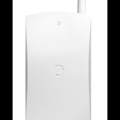 Dispositivo eletrónico branco com antena e ícone de casa