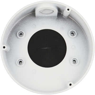 base circular branca com centro preto e orifícios de montagem