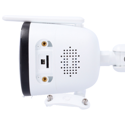 Câmara de vigilância branca com antena e suporte