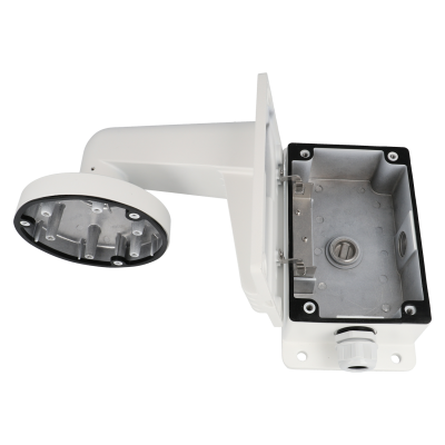 Suporte de fixação para câmara de segurança branco com caixa metálica