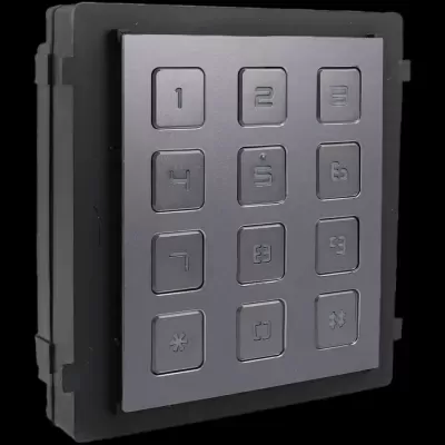 Teclado numérico cinzento com botões quadrados