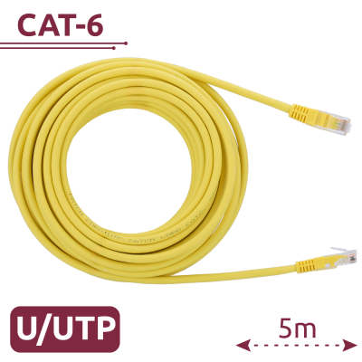 Cabo de rede amarelo CAT-6 U/UTP 5 metros