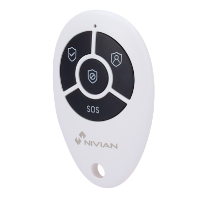 Comando remoto oval branco e preto com botões SOS da marca NIVIAN