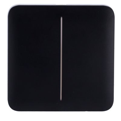 Interruptor elétrico preto quadrado com uma linha vertical no meio