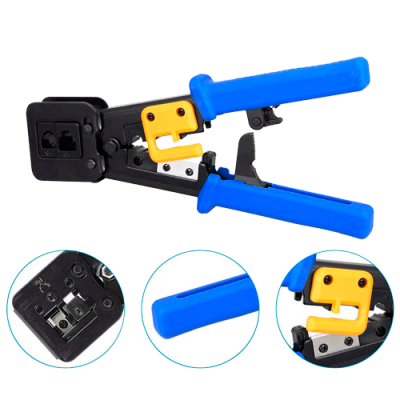 Ferramenta de crimpagem azul e preta para conectores RJ45 RJ11