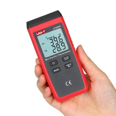 Termómetro digital portátil Mini Dual K/J com ecrã LCD e botões de controlo