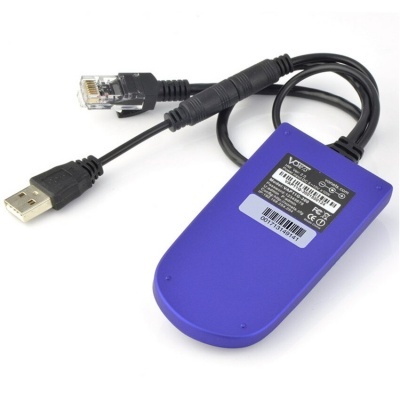 Adaptador USB azul para Xbox com cabo e conector RJ45