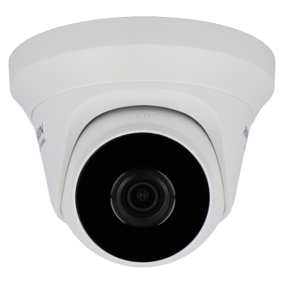 Câmara de vigilância dome branca com lente preta central