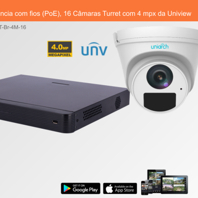 Sistema de Videovigilância Uniview com gravador e câmara Turret branca