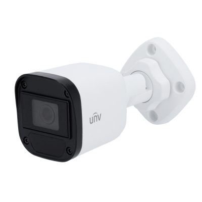 Câmara de segurança branca e preta com suporte de fixação