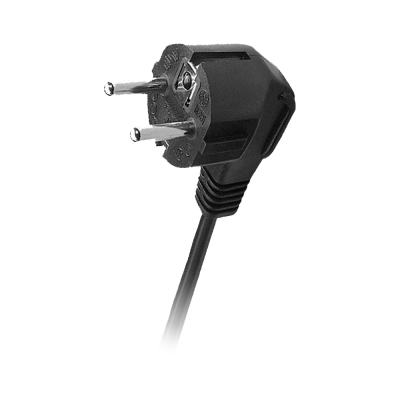 Plugue elétrico europeu preto com dois pinos cilíndricos