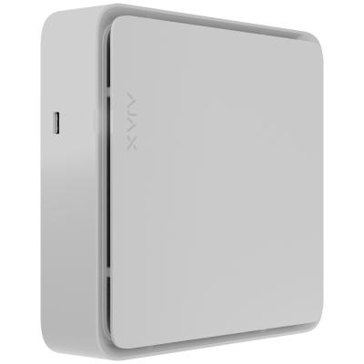 Dispositivo eletrónico branco quadrado com cantos arredondados e texto XAVAX