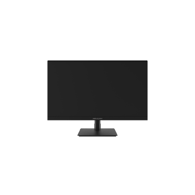 Monitor de ecrã negro com base retangular preta