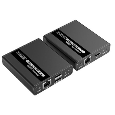 Conjunto de Extender HDMI Receiver e Transmitter pretos