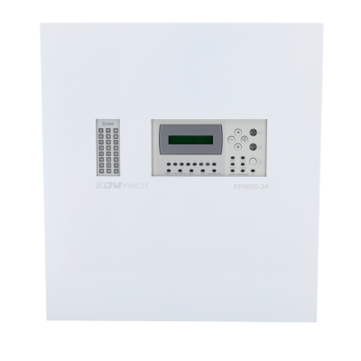 Painel de controlo eletrónico branco com visor digital e teclado