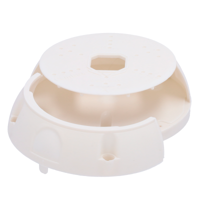 Base circular branca com abertura hexagonal e furos pequenos
