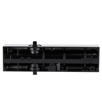 Caixa preta retangular de componente em plástico com entalhes