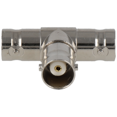 Conector metálico tipo T para vídeo ou áudio