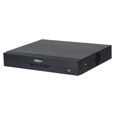 Gravador de vídeo digital preto Dahua Technology com indicadores LED e porta USB frontal