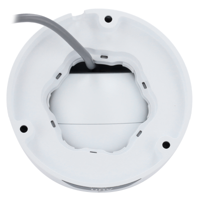 Base branca de câmara de vigilância com cabo cinzento