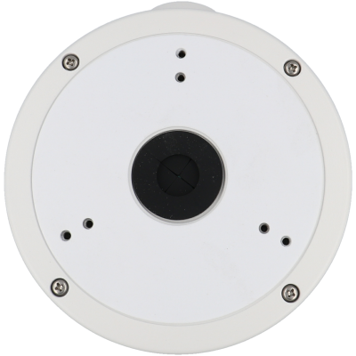 Câmara de segurança branca redonda com lente preta