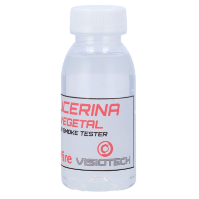 Frasco transparente com líquido claro e etiqueta GLICERINA VEGETAL