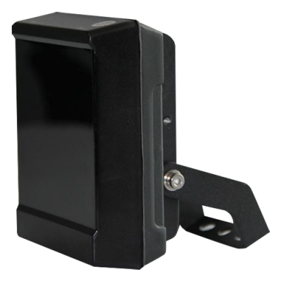 Projetor LED preto com suporte ajustável em metal preto