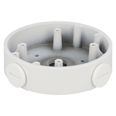 Base redonda branca para montagem com tampões laterais