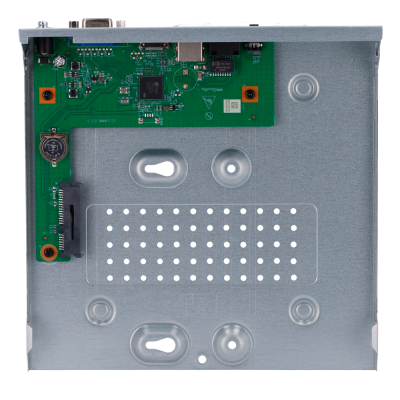 Componente eletrônico com placa verde e estrutura metálica cinza