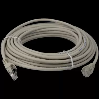 Cabo de rede cinza com conectores RJ45