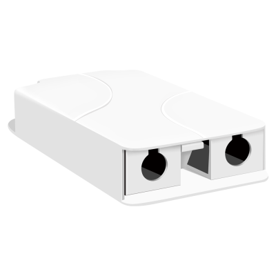 Tomada dupla branca com entradas redondas