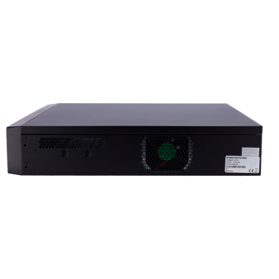 Gravador de vídeo de rede preto com ventoinha e etiqueta