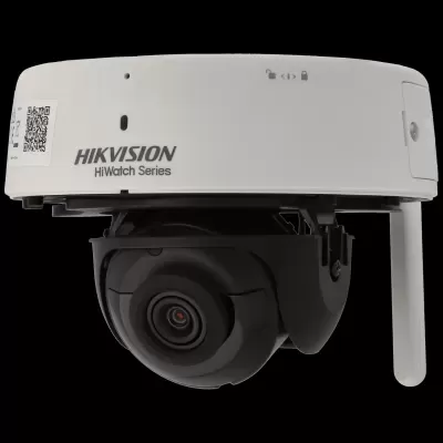 Câmara de segurança HIKVISION HiWatch Series branca com lente preta e antena