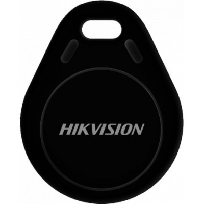 Tag preto com logo HIKVISION branco em formato de gota