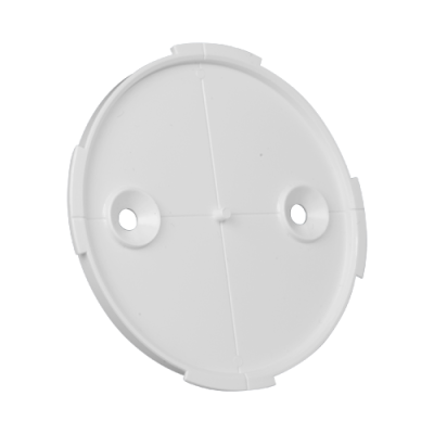Tampa oval de plástico branca com aberturas circulares