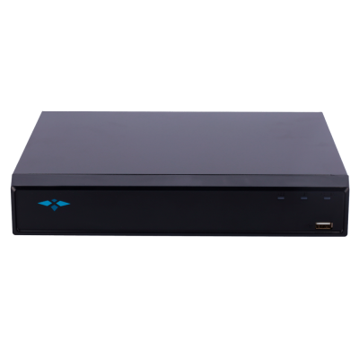 Aparelho eletrónico preto com símbolo azul e porta USB